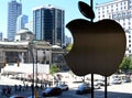 Vancouver, BC, Canada - August 16, 2023: The Apple Store Logo on the Apple Store in Vancouver