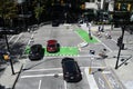 Vancouver, BC, Canada - August 15, 2023: Top view at the cars go through the intersection in Vancouver Royalty Free Stock Photo