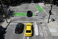 Vancouver, BC, Canada - August 15, 2023: Top view at the cars go through the intersection in Vancouver Royalty Free Stock Photo