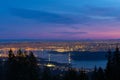 Vancouver BC Canada Cityscape Lions Gate Bridge Sunset Royalty Free Stock Photo