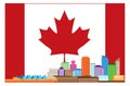 Vancouver BC Canada Colorful Skyline in Canadian Flag Royalty Free Stock Photo