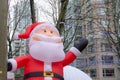 Vancouver, BC, Canada - 11/25/18: Giant, inflatable Santa Claus balloon, in downtown Vancouver at Yaletown CandyTown, a Christmas