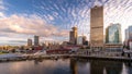 Sunset over Downtown Vancouver and the Waterfront Seabus Terminal Royalty Free Stock Photo