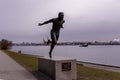 Statue of Harry Jerome at against Vancouver harbor Royalty Free Stock Photo