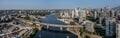 panoramic aerial city view of the areas left and right the famous False Creek in Vancouver downtown with Cambie Bridge Royalty Free Stock Photo