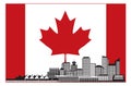 Vancouver BC Canada Skyline in Canadian Flag Vector Illustration Royalty Free Stock Photo