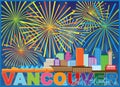 Vancouver BC Canada Skyline Fireworks vector Illustration