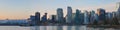 Vancouver BC City Skyline from Stanley Park at Sunrise Royalty Free Stock Photo