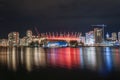 Vancouver BC Place Arena Neon Light Night Reflections, Canada
