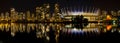 Vancouver BC Skyline along False Creek at Night Royalty Free Stock Photo