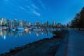 Vancouver BC Skyline along Stanley Park Seawall in Canada Royalty Free Stock Photo