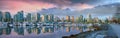 Vancouver BC Skyline at Stanley Park during Sunrise Panorama Royalty Free Stock Photo