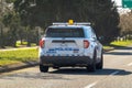 The back part of a RCMP or Royal Canadian Mounted Police vehicle