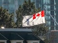 A Canadian Naval Ensign the flag worn at the stern or at the gaff of Canadian