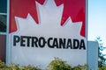 A close up view to a Petro Canada gas station sign Royalty Free Stock Photo
