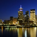 Vancouver British Columbia Canada City Skyline at Night Reflected in Water Royalty Free Stock Photo