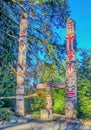 The Capilano Suspension Bridge Park hosts a distinguished totem pole exhibit Royalty Free Stock Photo