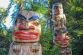 Totem pole at the Capilano Suspension Bridge Park. Monumental carvings found in Royalty Free Stock Photo