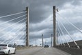 Vancouver, British Columbia, Canada. The Golden Ears Bridge, connecting Maple Ridge to Langley. Long over Fraser River Royalty Free Stock Photo