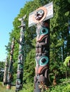 Totem Poles at Brockton Point in Stanley Park in Vancouver Royalty Free Stock Photo