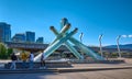 Vancouver, British Columbia, Canada - June 15, 2018. Olympic Cauldron torch at Jack Poole Plaza in Vancouver Downtown, Royalty Free Stock Photo
