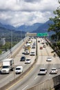 Traffic driving on Highway 1 near the Second Narrows Bridge