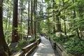 Visitors exploring the Capilano Suspension Bridge park in North Vancouver, Capilano Suspension Bridge is 460 feet long Royalty Free Stock Photo