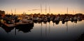 Vancouver, British Columbia, Canada Ã¢â¬â November 20, 2022 Yaletown Marina Sunrise Twilight Panorama