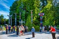 The traditional lands of the Coast Salish people with a sunburst Totem Pole in Stanley Park Vancouver