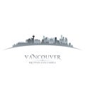 Vancouver British Columbia city skyline silhouette white background Royalty Free Stock Photo