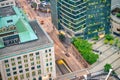 Vancouver, Canada - August 10, 2017: Aerial view of Vancouver streets at night from city tower Royalty Free Stock Photo