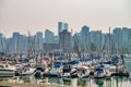 Vancouver, Canada - August 9, 2017: Boats along the coastline, view from Stanley Park Royalty Free Stock Photo