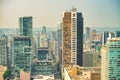 Vancouver, Canada - August 10, 2017: Downtown Vancouver modern aerial skyline on a sunny day