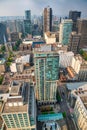 Vancouver, Canada - August 10, 2017: Downtown Vancouver modern aerial skyline on a sunny day Royalty Free Stock Photo