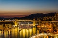 VANCOUVER, CANADA - AUGUST 3, 2019: famous Burrard street bridge at night Royalty Free Stock Photo