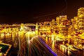 VANCOUVER, CANADA - AUGUST 3, 2019: famous Burrard street bridge at night Royalty Free Stock Photo