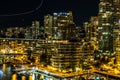 VANCOUVER, CANADA - AUGUST 3, 2019: panorama view to the city of Vancouver at night