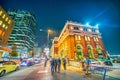 Vancouver, Canada - August 8, 2017: Streets of Gastown with buildings at night Royalty Free Stock Photo