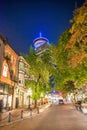 Vancouver, Canada - August 8, 2017: Streets of Gastown with buildings at night Royalty Free Stock Photo