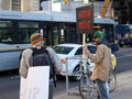 Protestants with posters marching in downtown of Vancouver, Canada Royalty Free Stock Photo