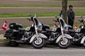 Police motocycles standing on the Side of West Georgia Street in Vancouver