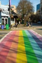 Rainbow crosswalk Intersection in the gay area named Davie village or David street