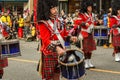 VANCOUVER, CANADA - February 2, 2014: scottish kilt Pipe band march in Chinese New Year parade in Vancouver Canada.