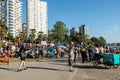 Vancouver, Canada - July 27, 2022: English Bay Beach full of people hours before Celebration of light fireworks show