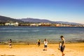 Vancouver Canada, June 18 2018: editorial photo of a beach on the sea walk at stanley park. A nice family event Royalty Free Stock Photo