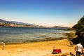 Vancouver Canada, June 18 2018: editorial photo of a beach on the sea walk at stanley park. A nice family event Royalty Free Stock Photo