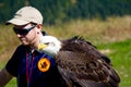 VANCOUVER, CANADA - JUNE 12, 2010: A handler with a trained Bald Eagle on Grouse Mountain Royalty Free Stock Photo