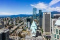 VANCOUVER, CANADA - JUNE 18, 2019: look out to tall buildings with blue sky in downtown