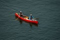 Vancouver Canada,May 2017.two women kayaking with red kayak