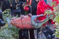 View of dead Fish during Climate Strike near Burrard Station. Funeral for Extinction event.